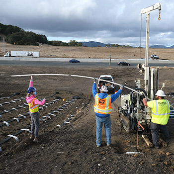 Installing Multi-level piezo near wick drains